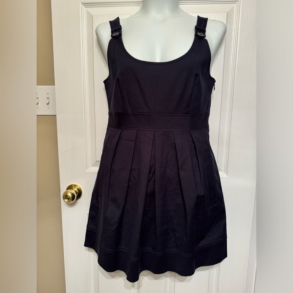 Theory Sz 12 Angeline Navy Blue Pleated Jumper Dress